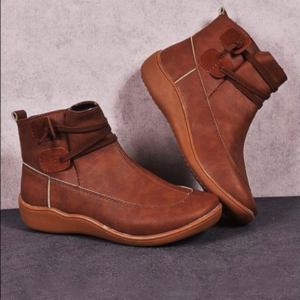 Brown Lace-Up Ankle Boot - Women